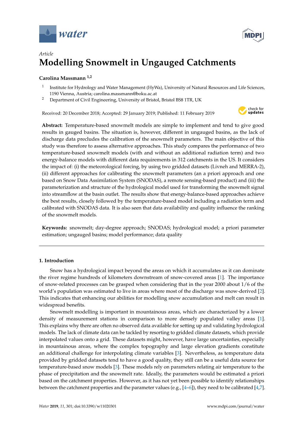 Modelling Snowmelt in Ungauged Catchments