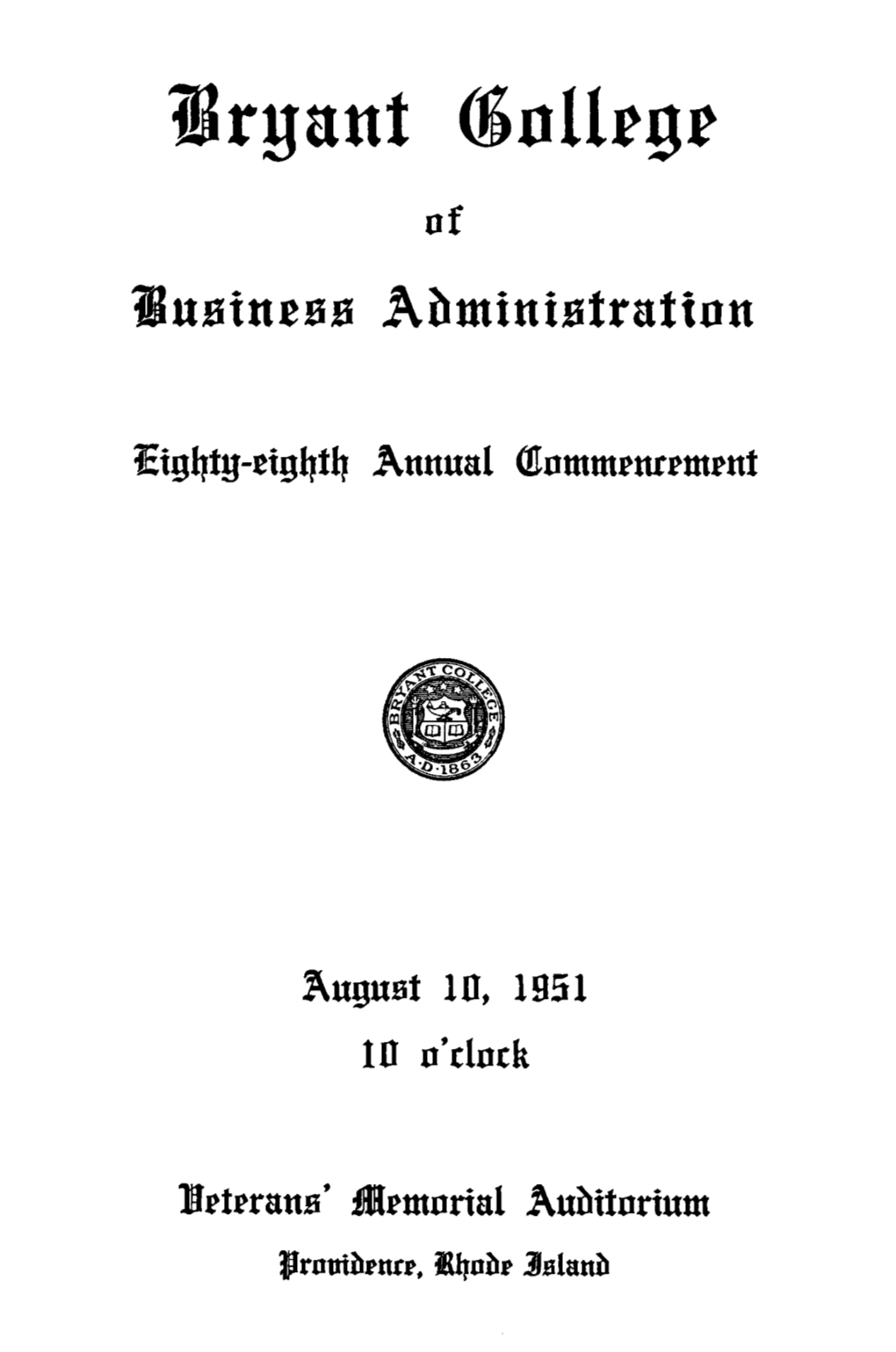 Commencement Exercises Program, August 10, 1951