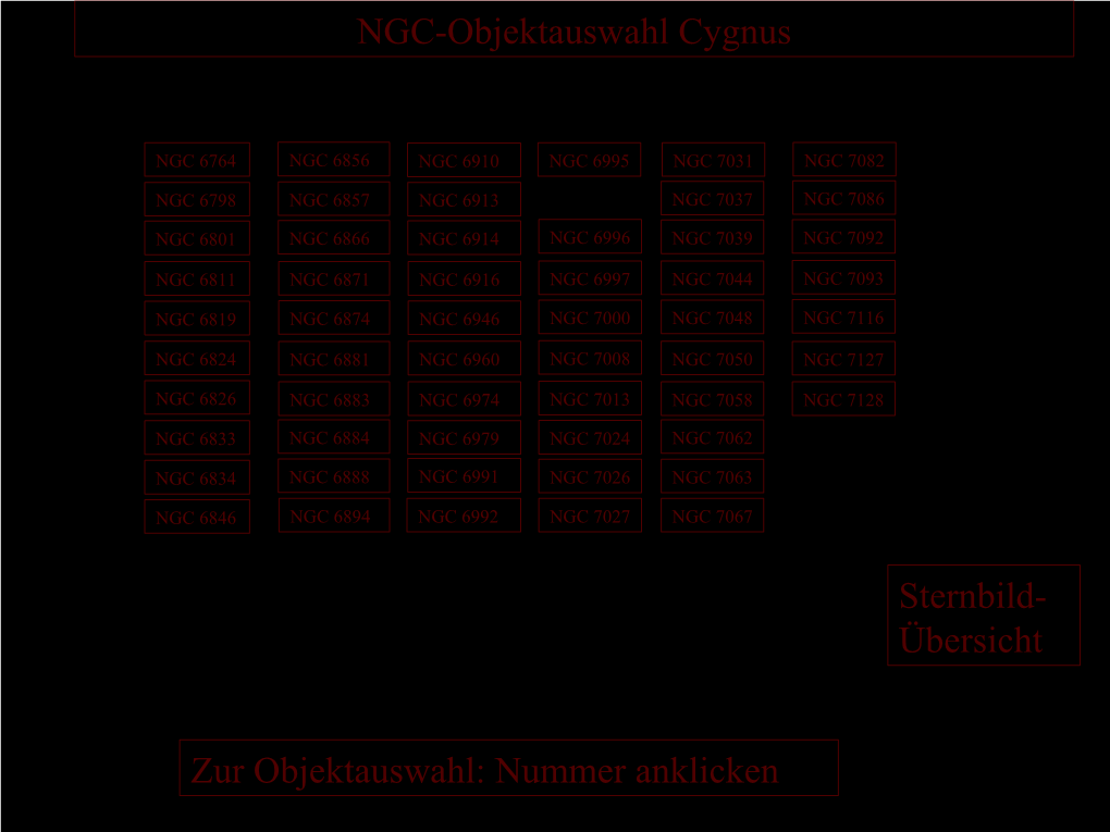 Zur Objektauswahl: Nummer Anklicken Sternbild- Übersicht NGC