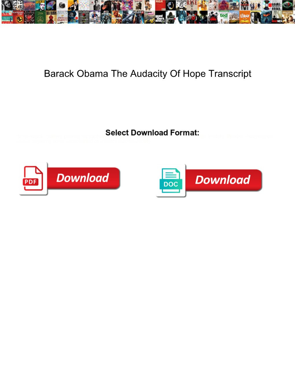 Barack Obama the Audacity of Hope Transcript