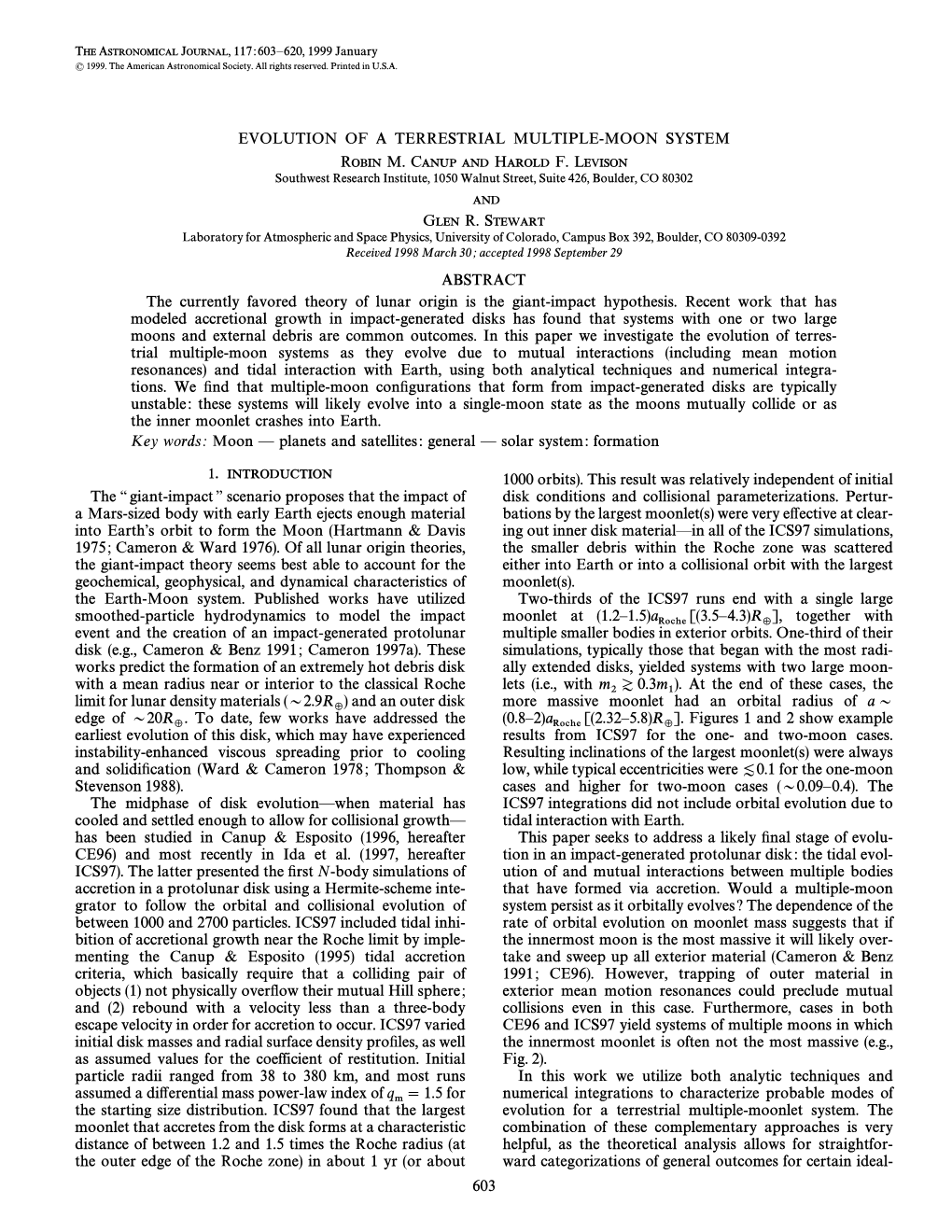 Evolution of a Terrestrial Multiple Moon System