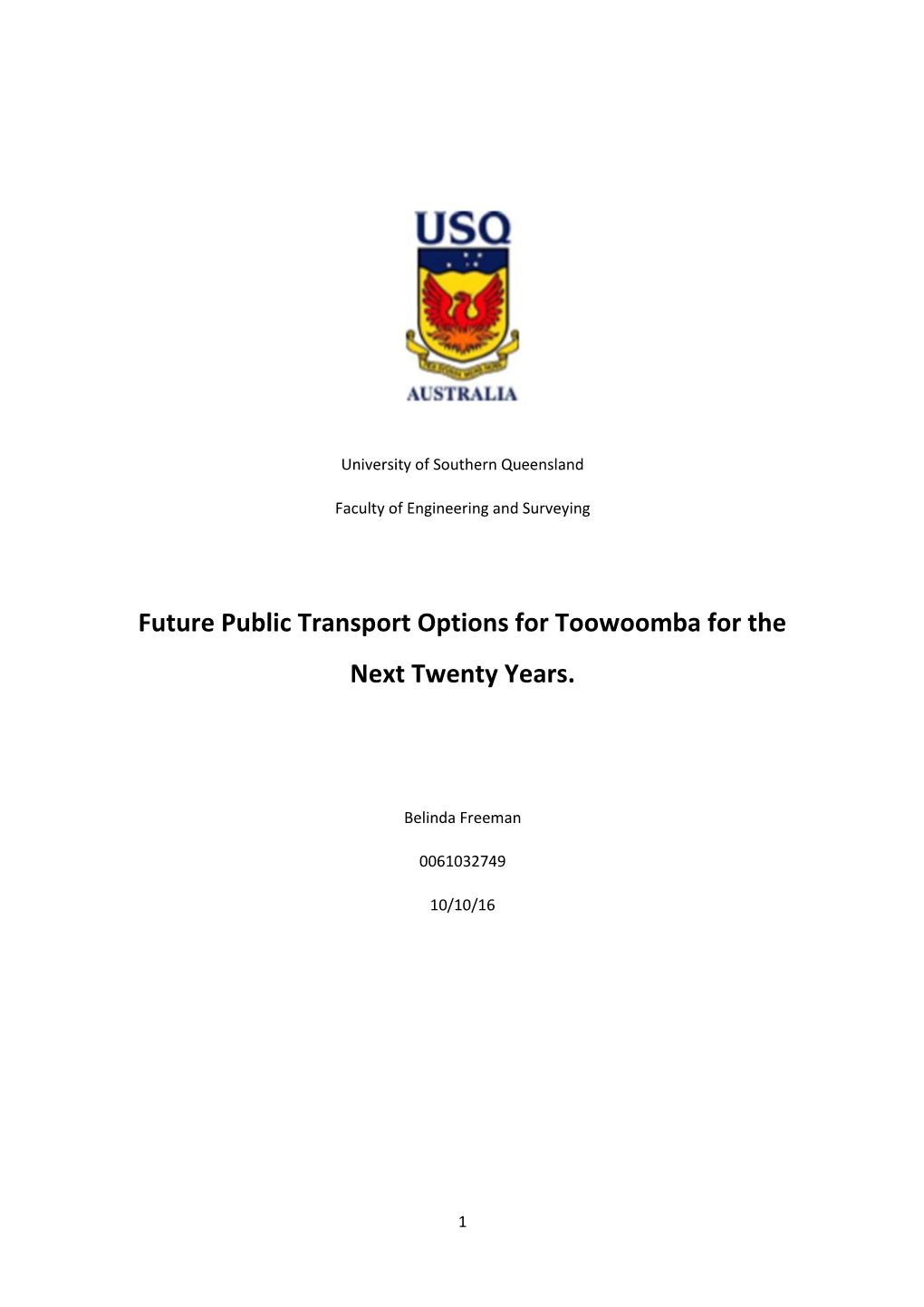 Future Public Transport Options for Toowoomba for the Next Twenty Years