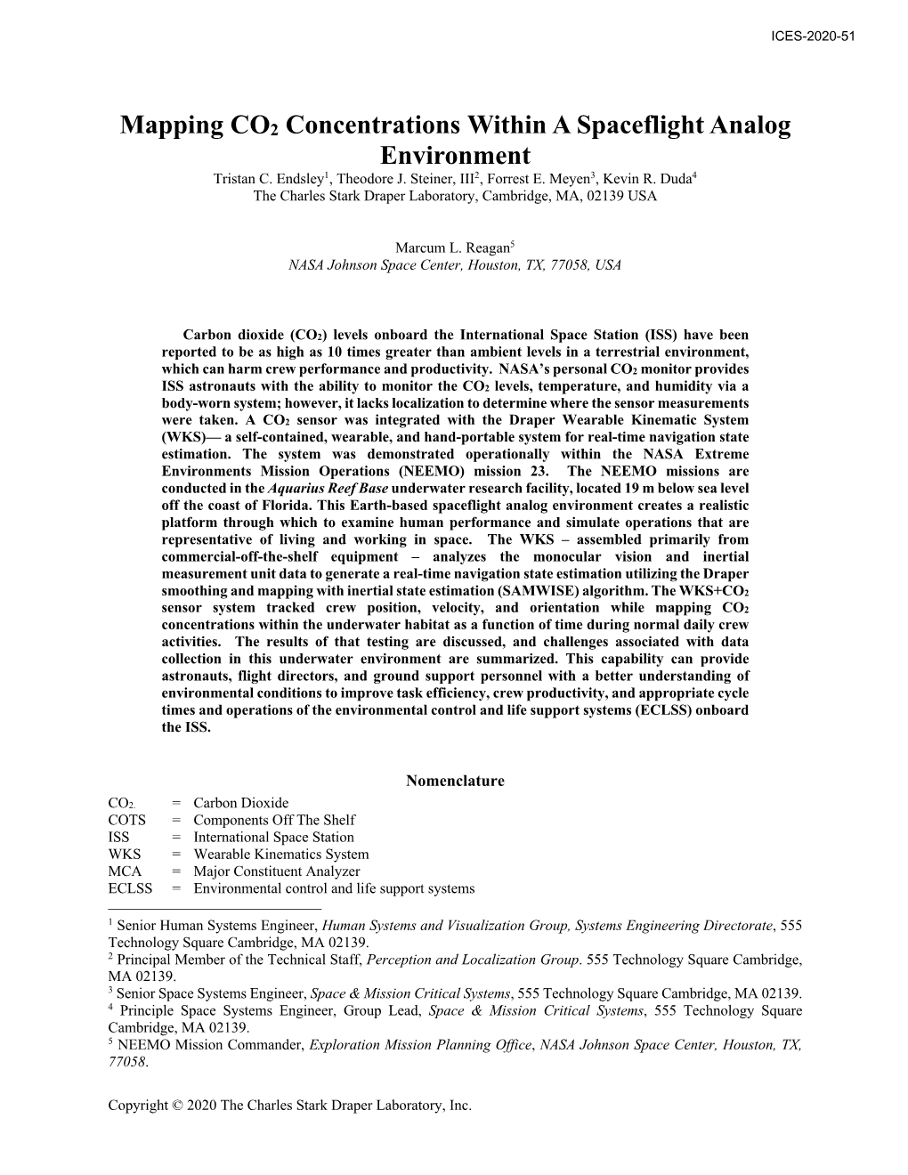 Mapping CO2 Concentrations Within a Spaceflight Analog Environment Tristan C