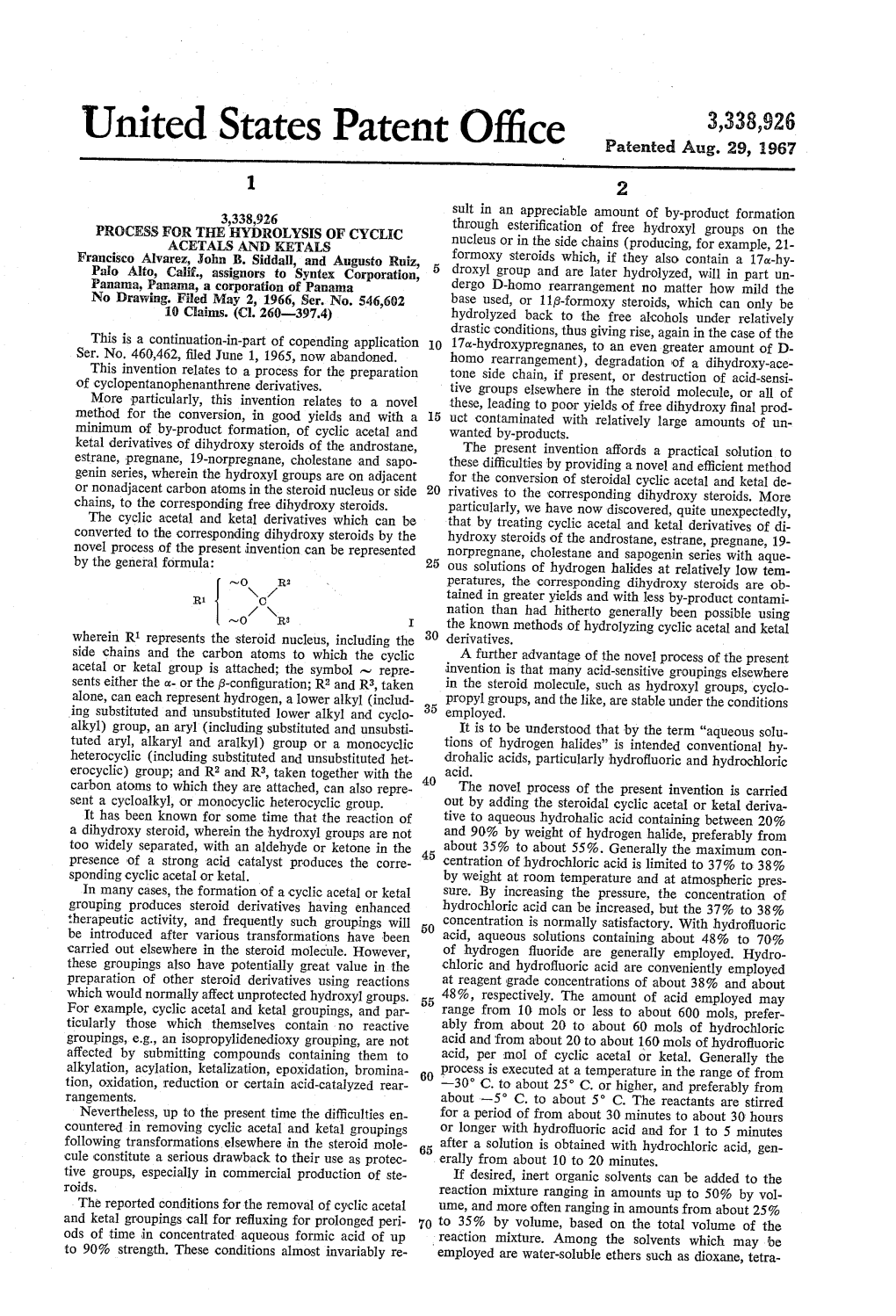 United States Patent Office Patented Aug