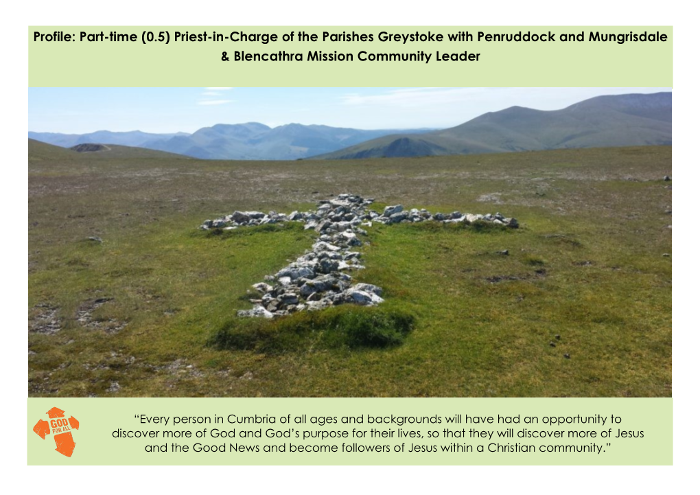 Priest-In-Charge of the Parishes Greystoke with Penruddock and Mungrisdale & Blencathra Mission Community Leader