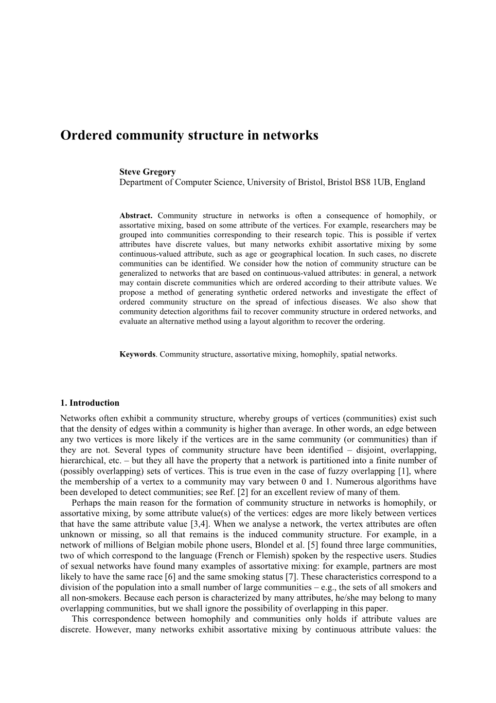 Ordered Community Structure in Networks