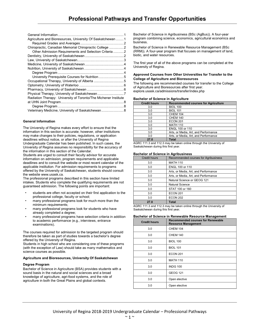 Professional Pathways and Transfer Opportunities