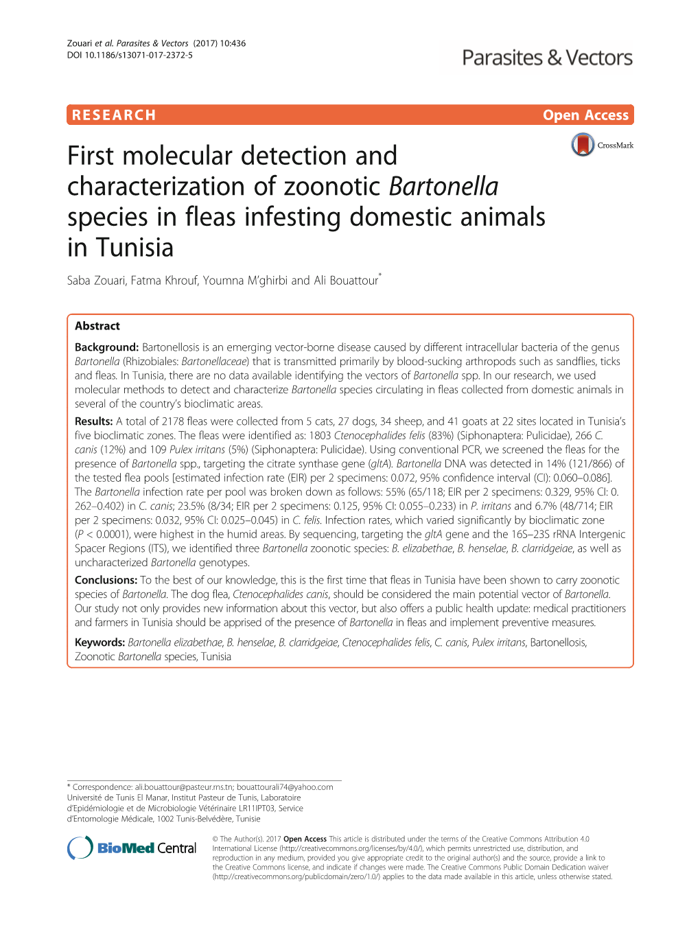 First Molecular Detection and Characterization of Zoonotic