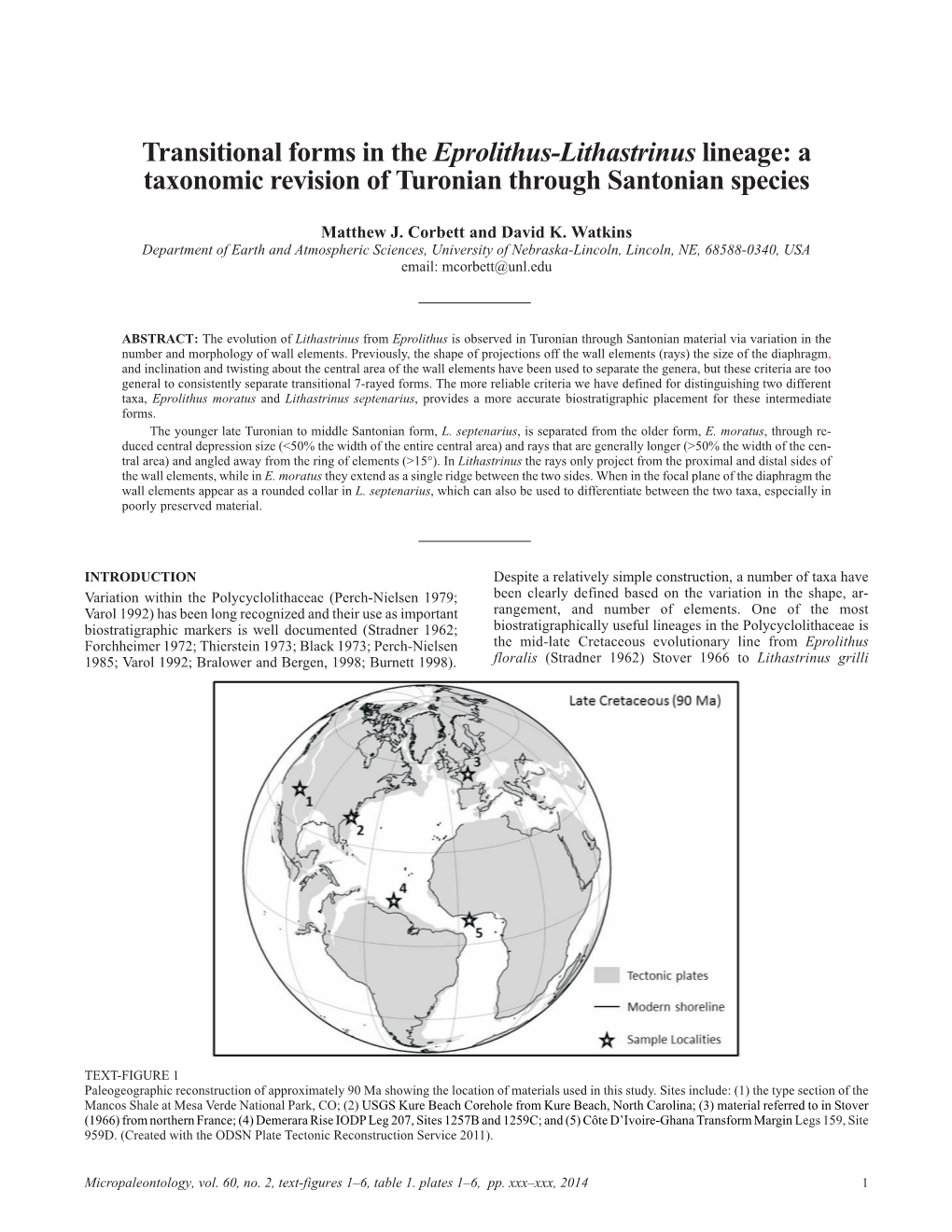 Transitional Forms in the Eprolithus-Lithastrinus Lineage: a Taxonomic Revision of Turonian Through Santonian Species