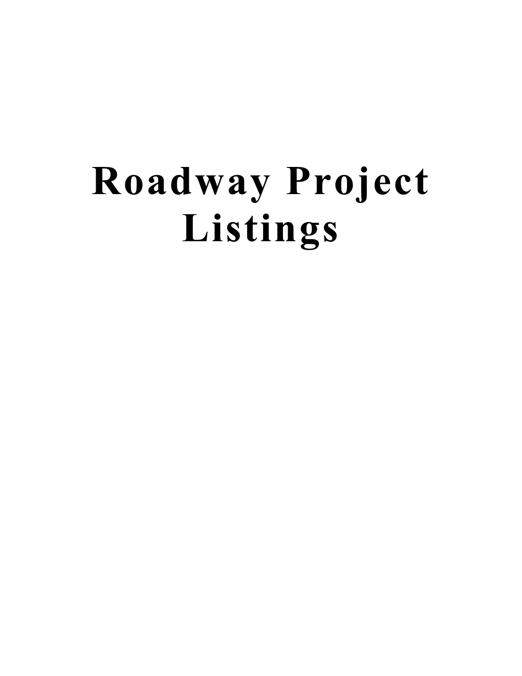 Roadway Project Listings