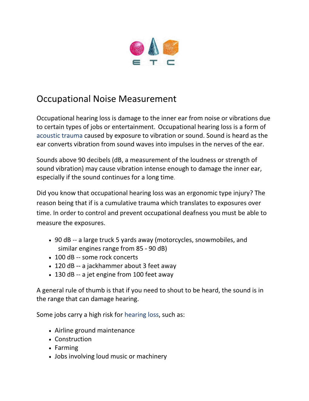 Occupational Noise Measurement