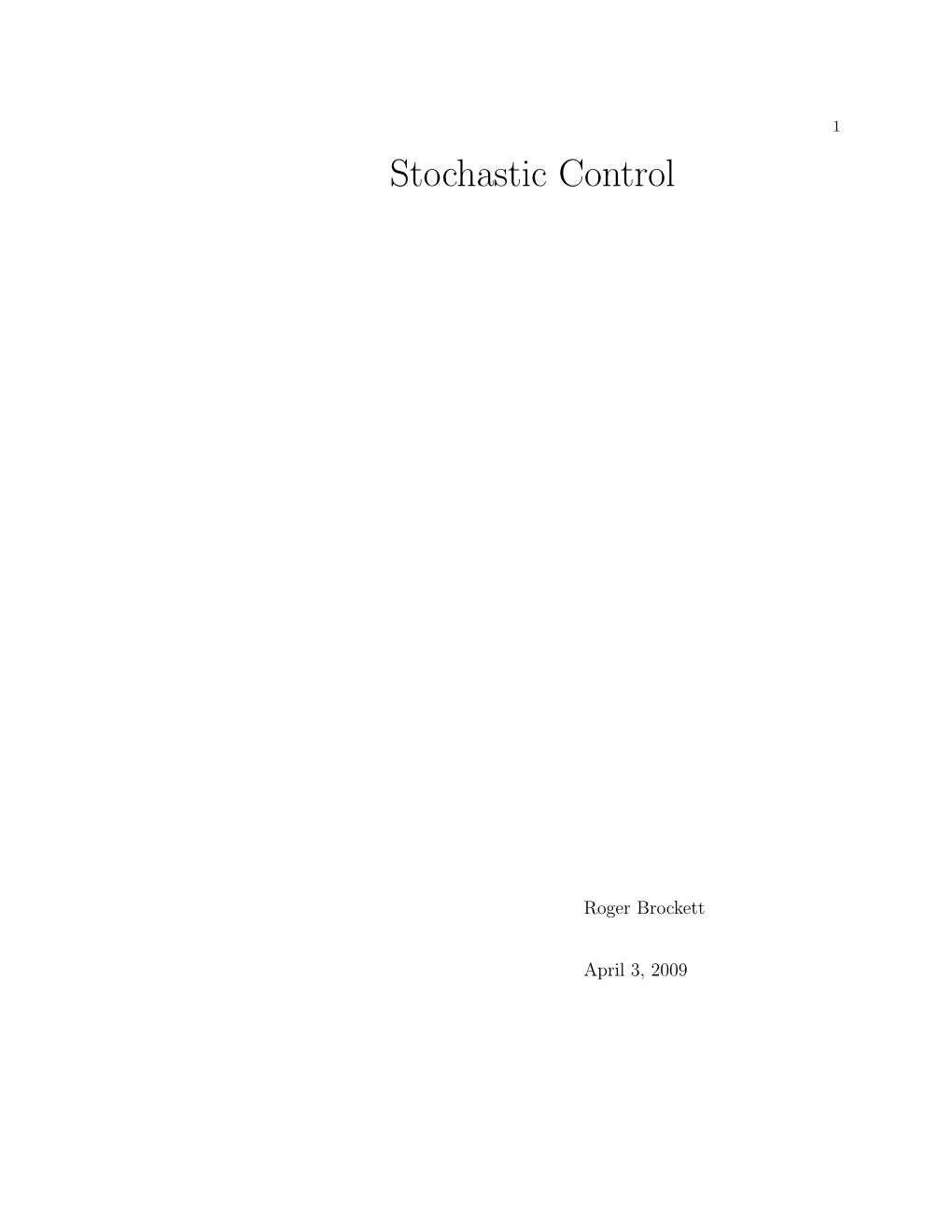 Stochastic Control