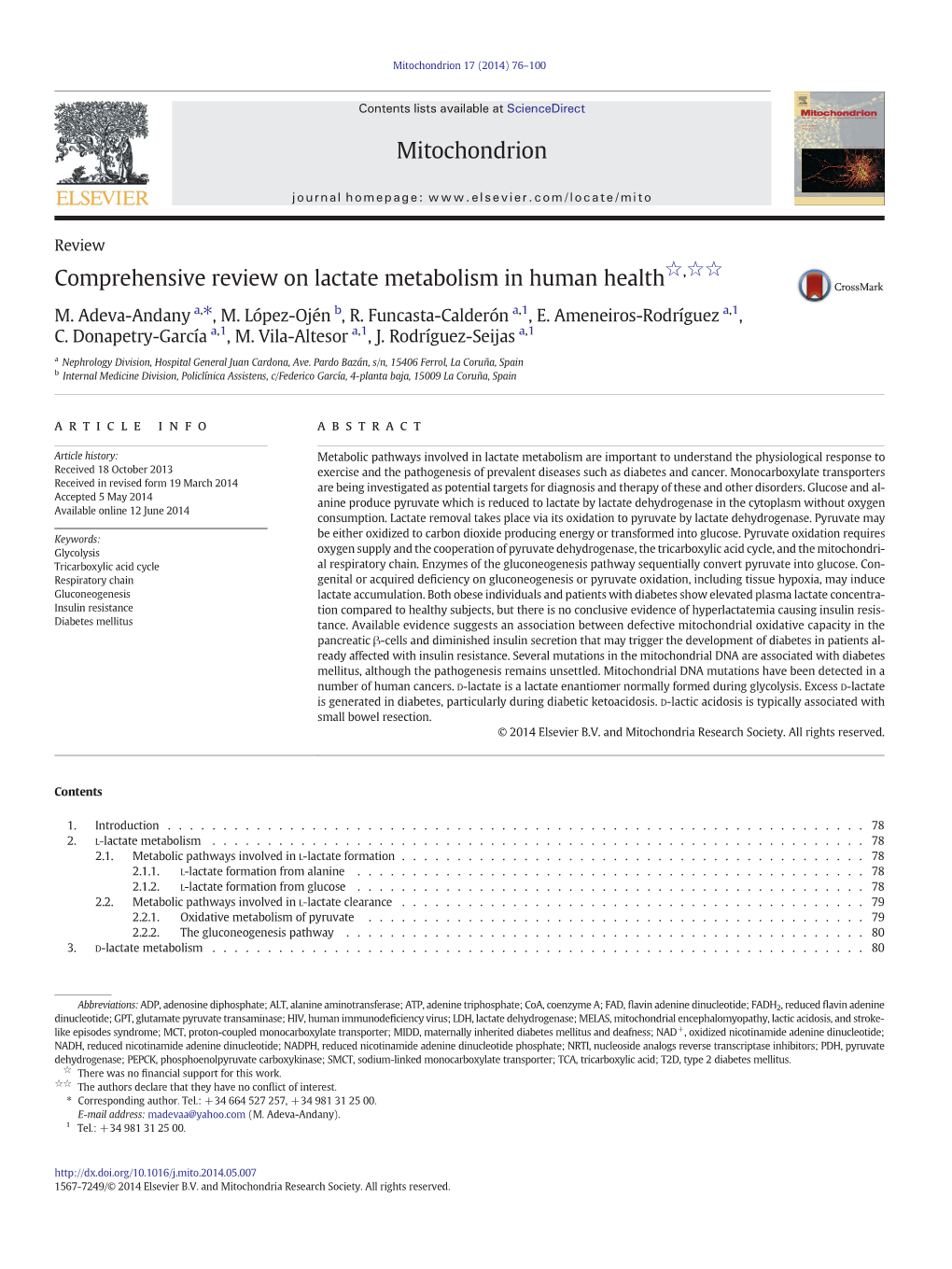 Comprehensive Review on Lactate Metabolism in Human Health☆,☆☆