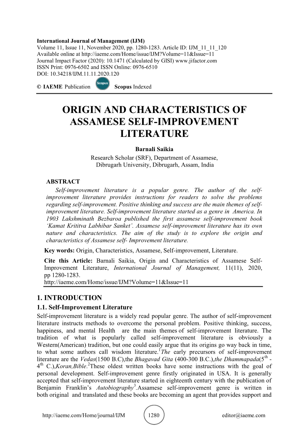 Origin and Characteristics of Assamese Self-Improvement Literature