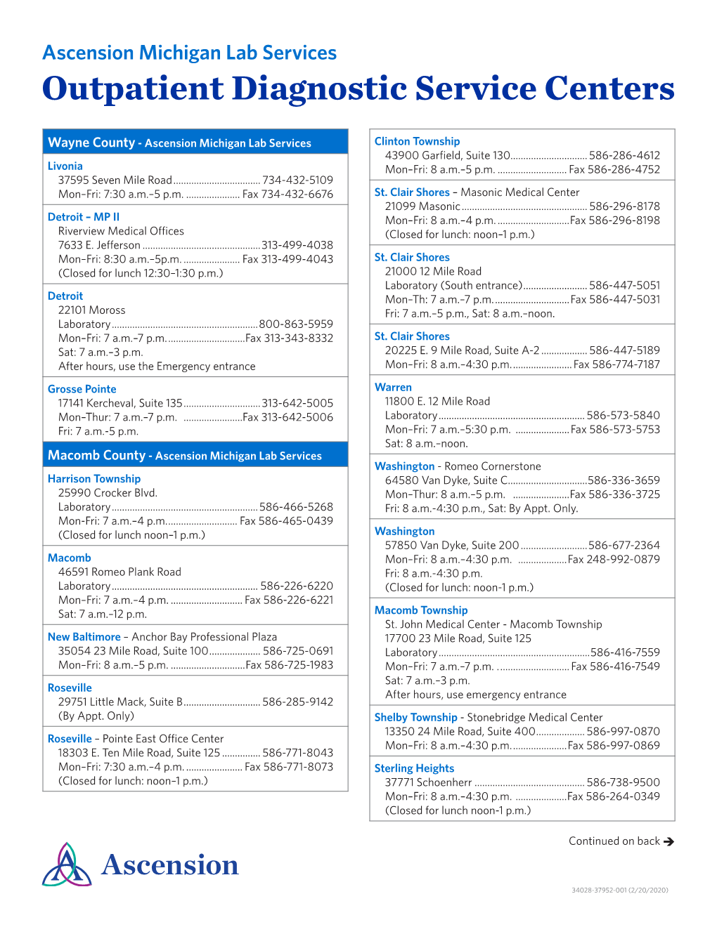 Outpatient Diagnostic Service Centers