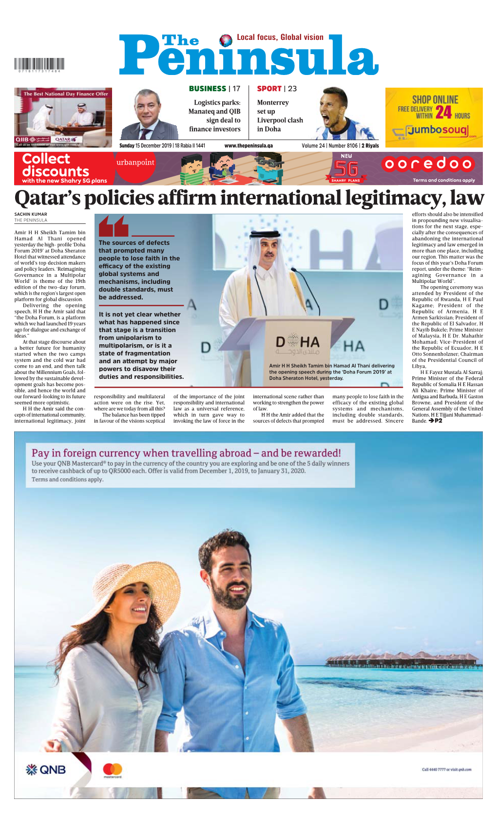 Qatar's Policies Affirm International Legitimacy