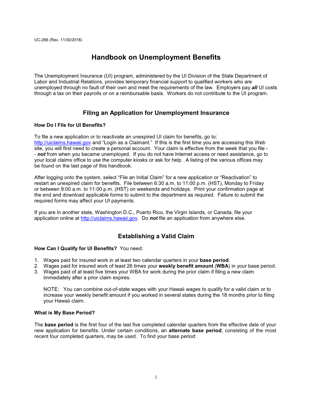 Handbook on Unemployment Benefits