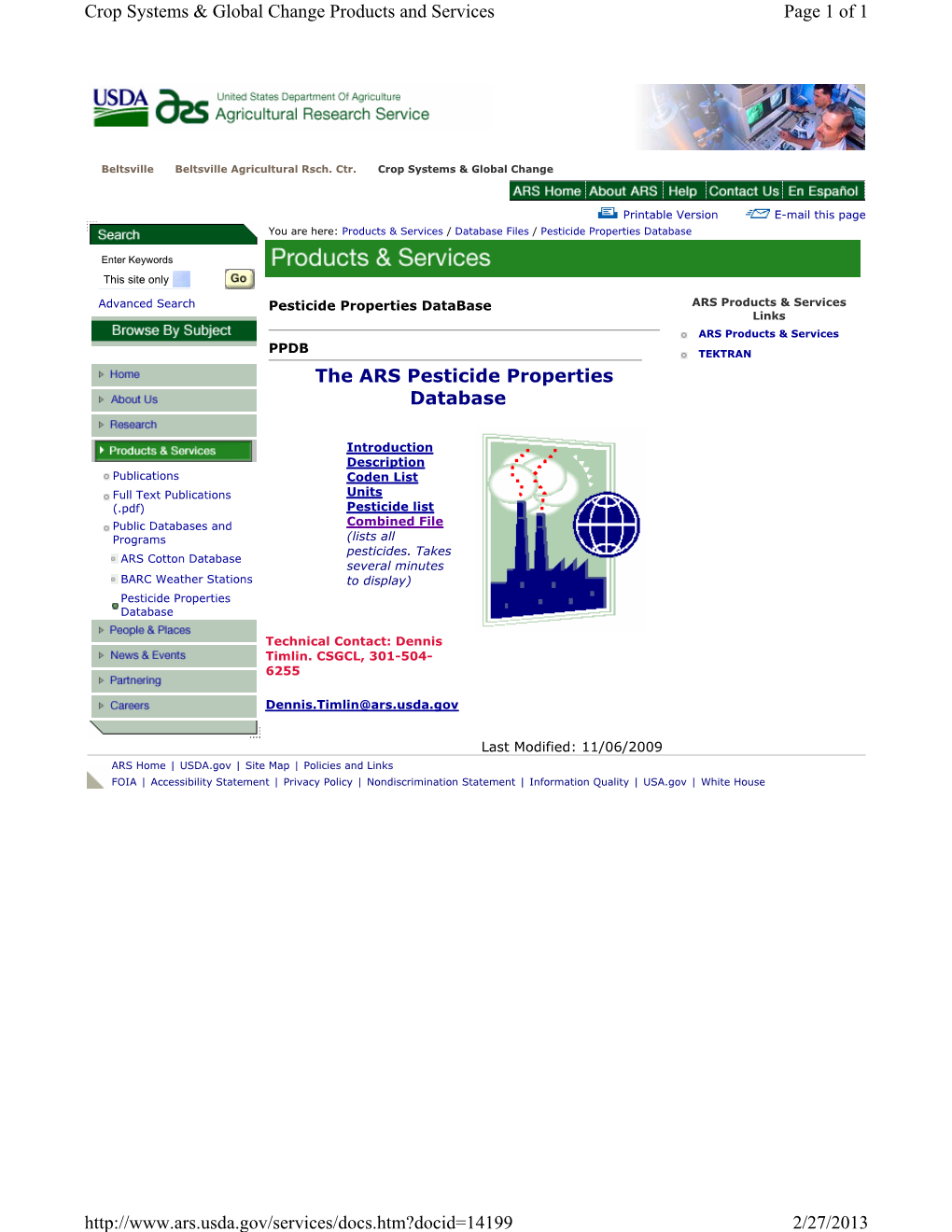 The ARS Pesticide Properties Database