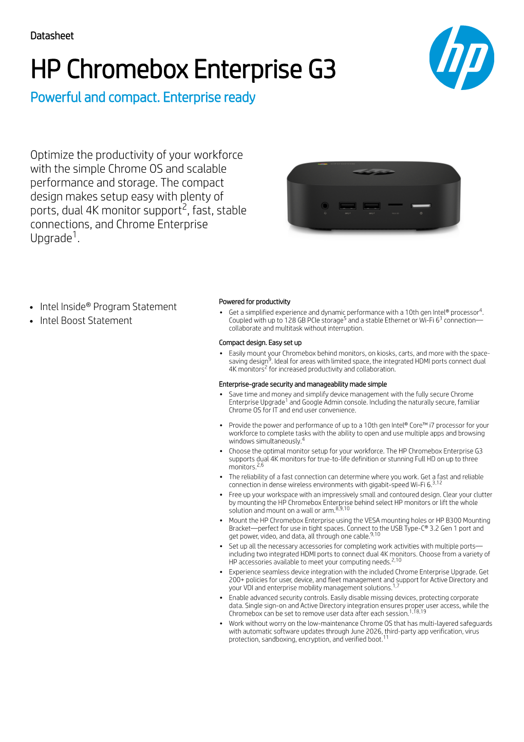 HP Chromebox Enterprise G3 Powerful and Compact