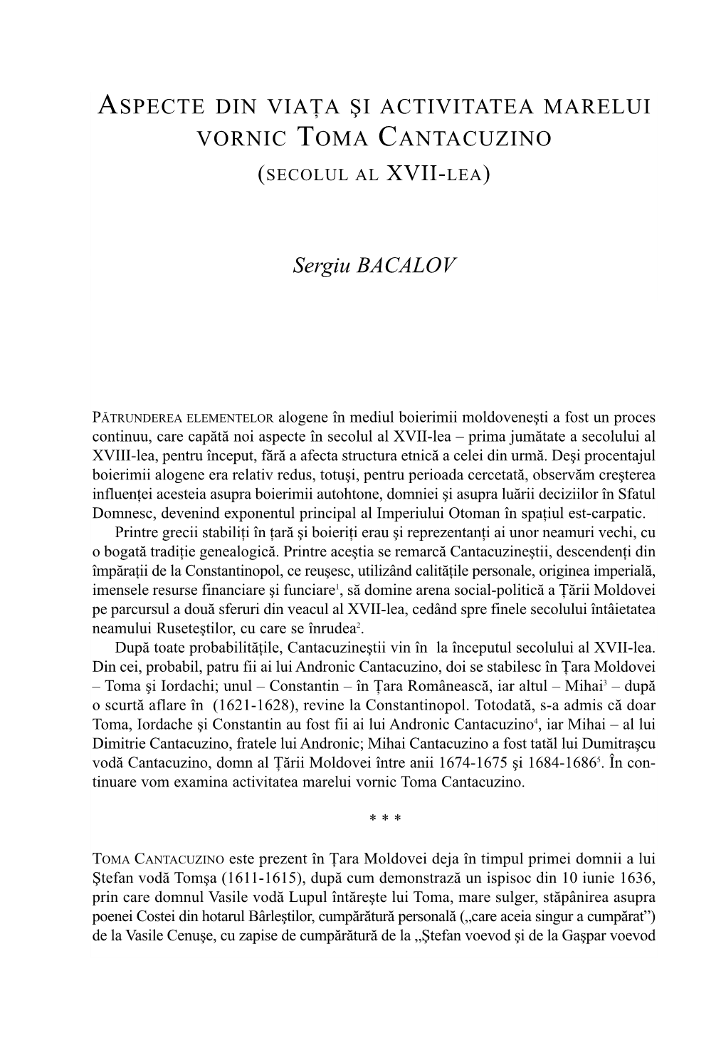 (SECOLUL AL XVII-LEA) Sergiu BACALOV