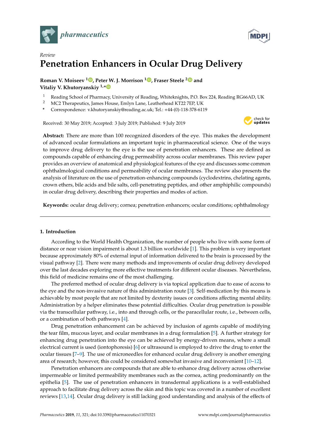 Penetration Enhancers in Ocular Drug Delivery