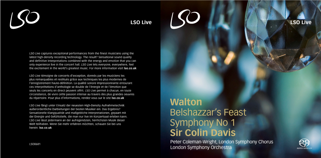 Walton Belshazzar's Feast Symphony No 1 Sir Colin Davis