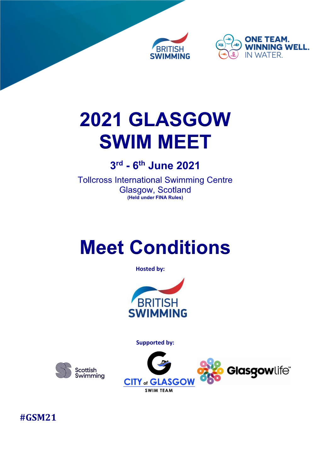 British Swimming Glasgow Meet 2021 Conditions
