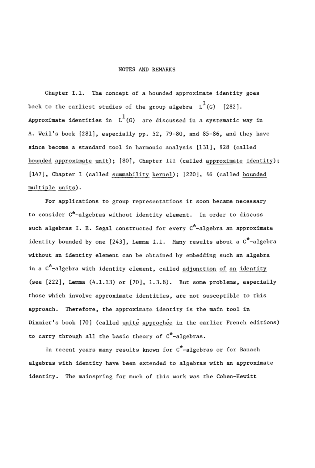 NOTES and REMARKS Chapter I.I. the Concept of a Bounded