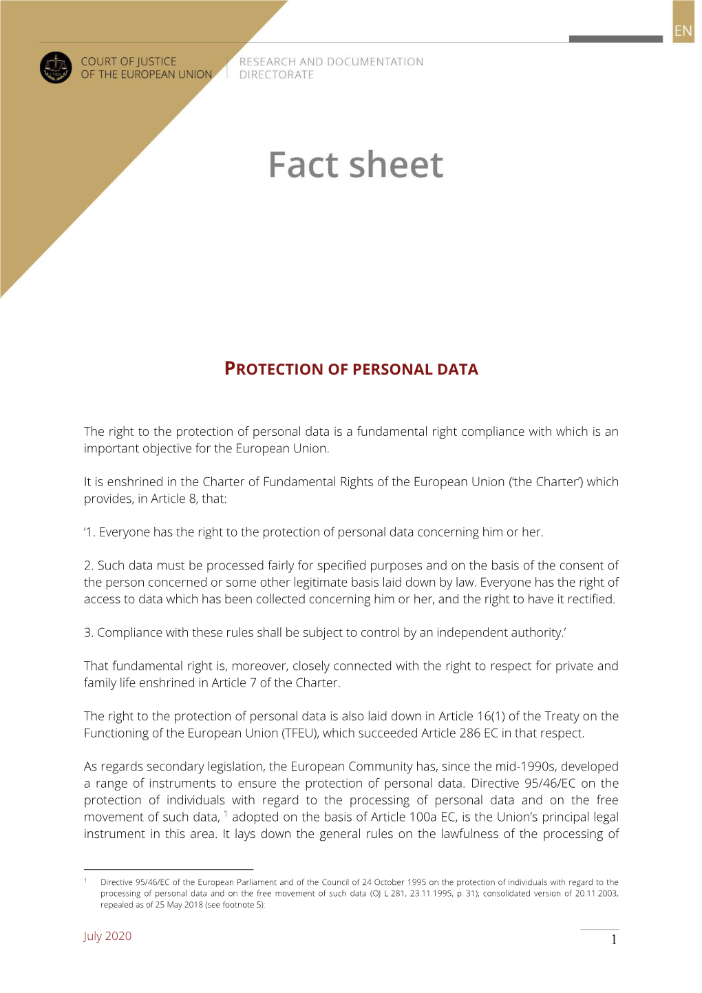 Protection of Personal Data