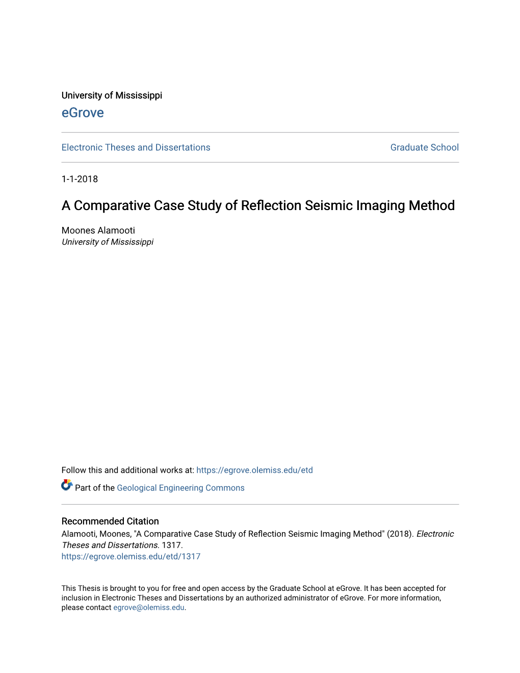 A Comparative Case Study of Reflection Seismic Imaging Method