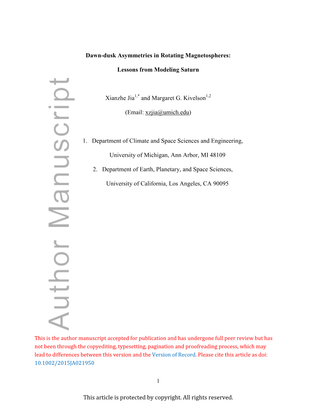 Dawn-Dusk Asymmetries in Rotating Magnetospheres