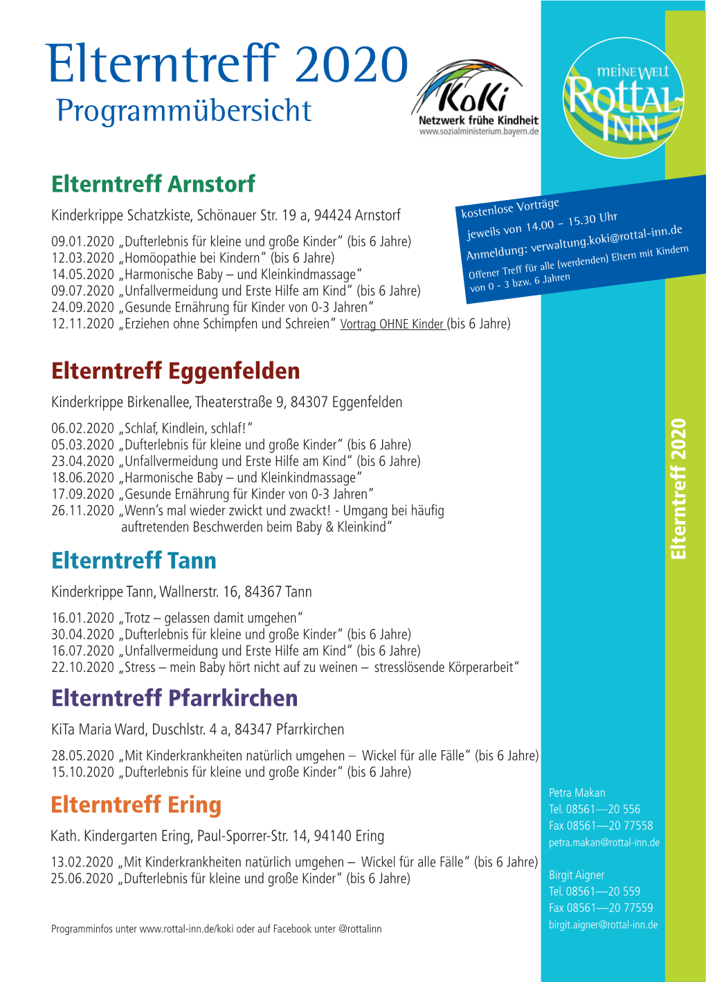 Elterntreff 2020 Programmübersicht