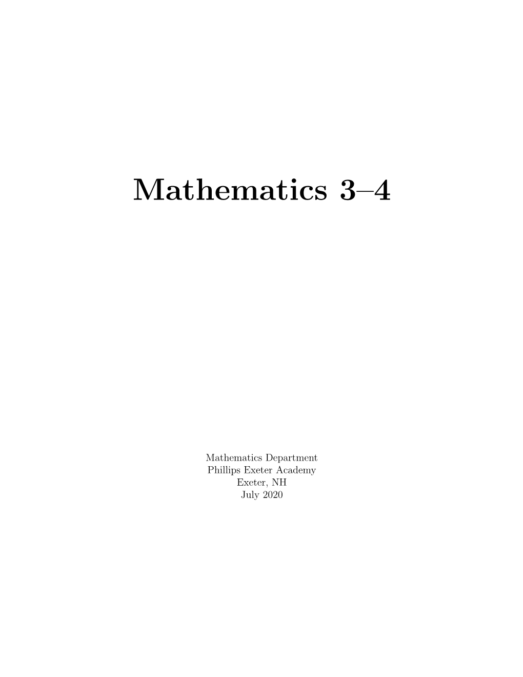 Mathematics 3–4