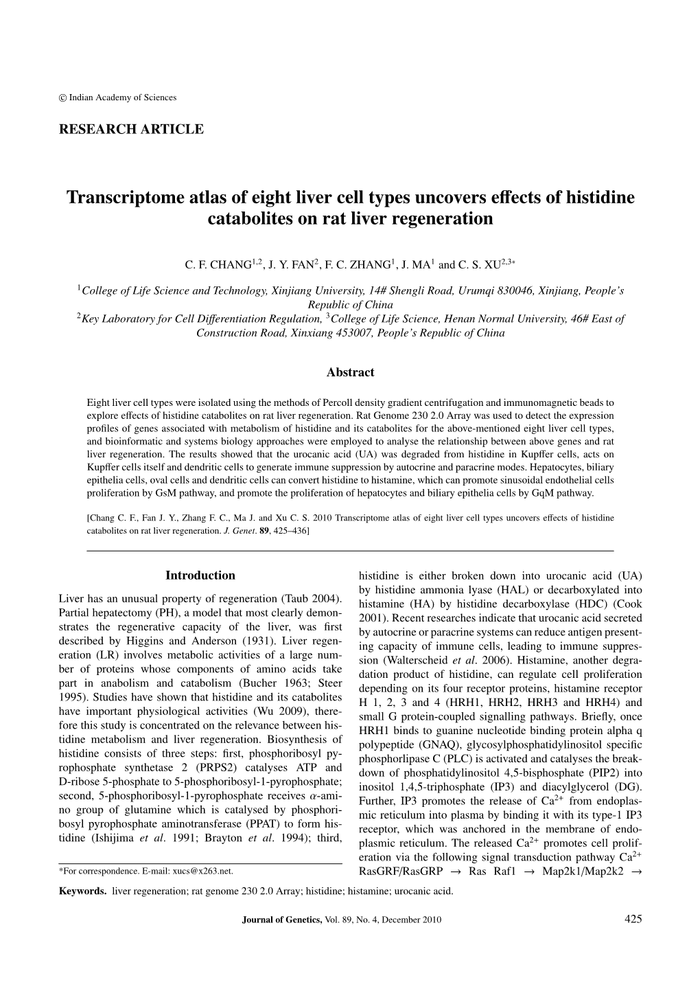 Transcriptome Atlas of Eight Liver Cell Types Uncovers Effects of Histidine