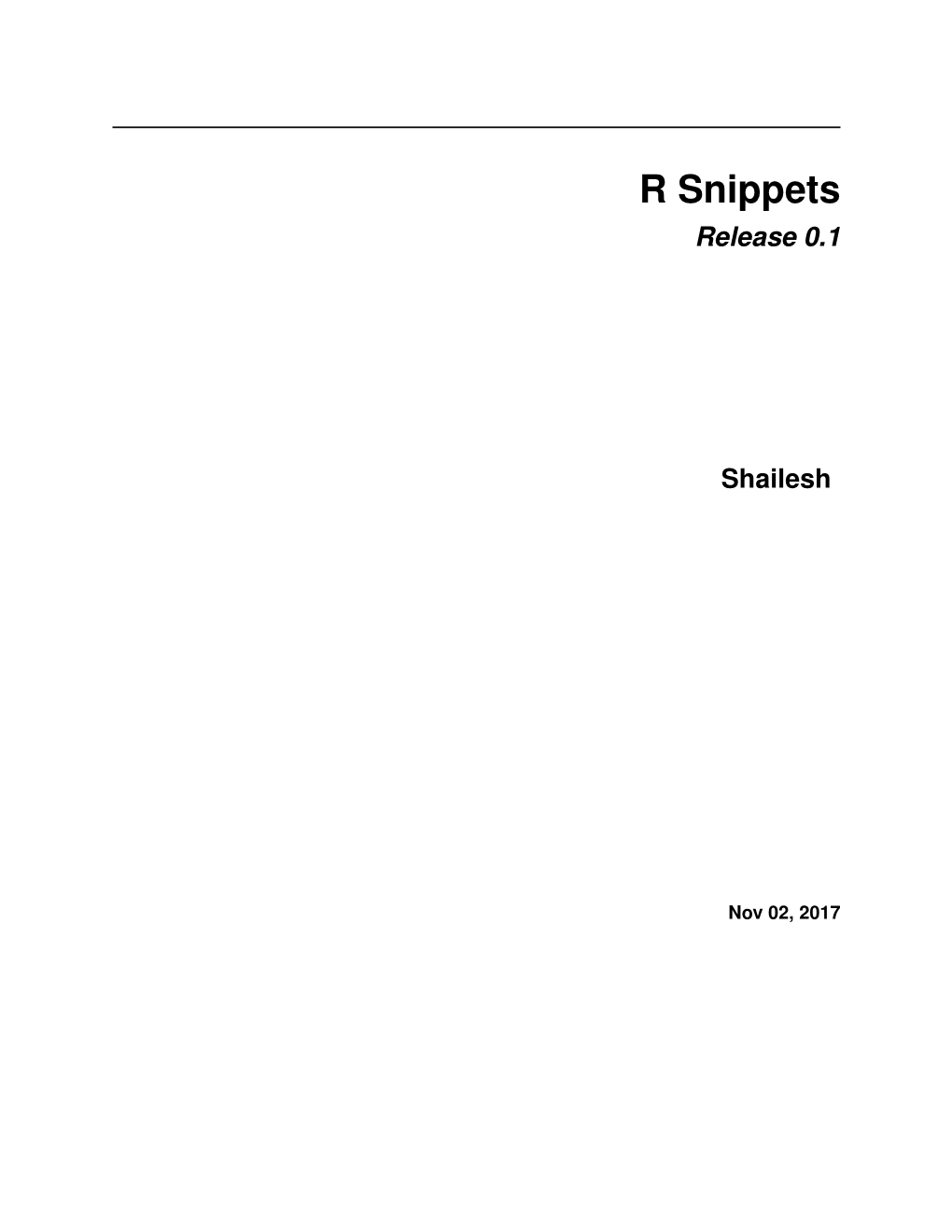 R Snippets Release 0.1