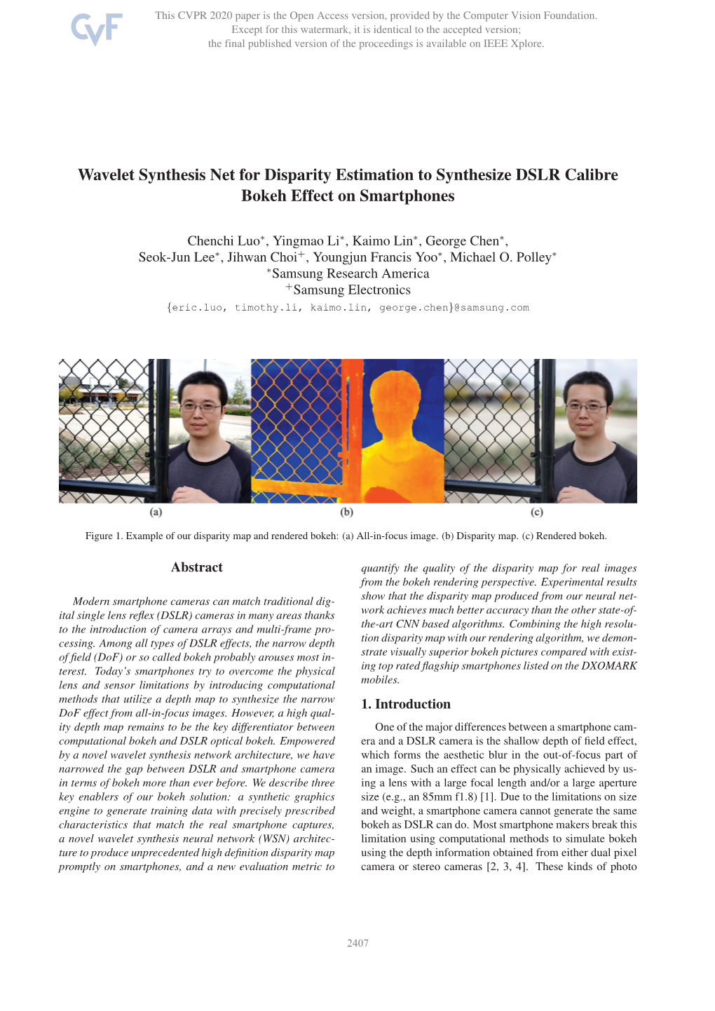 Wavelet Synthesis Net for Disparity Estimation to Synthesize DSLR Calibre Bokeh Effect on Smartphones