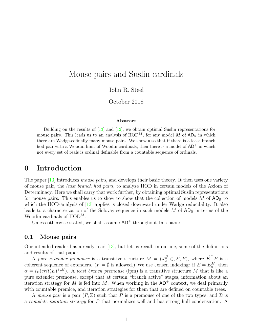 Mouse Pairs and Suslin Cardinals