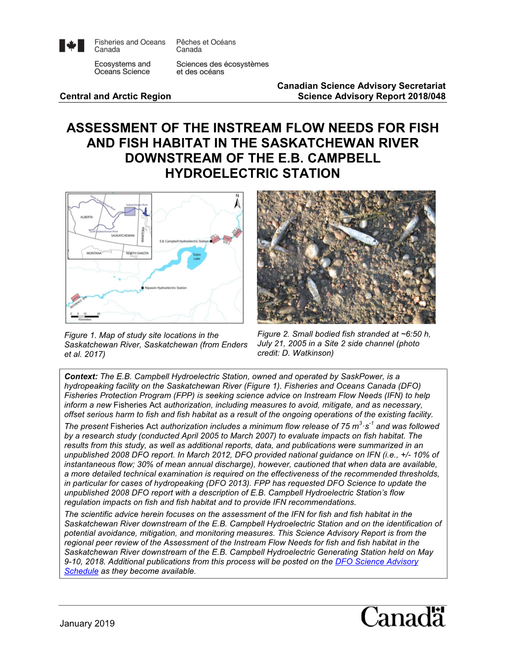 Assessment of the Instream Flow Needs for Fish and Fish Habitat in the Saskatchewan River Downstream of the E.B