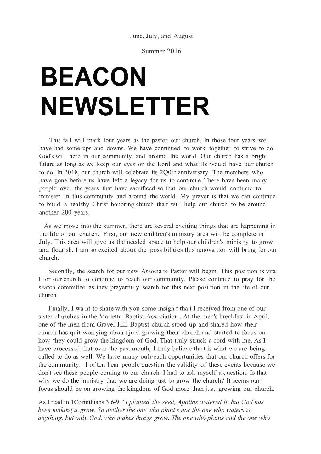 Beacon Newsletter