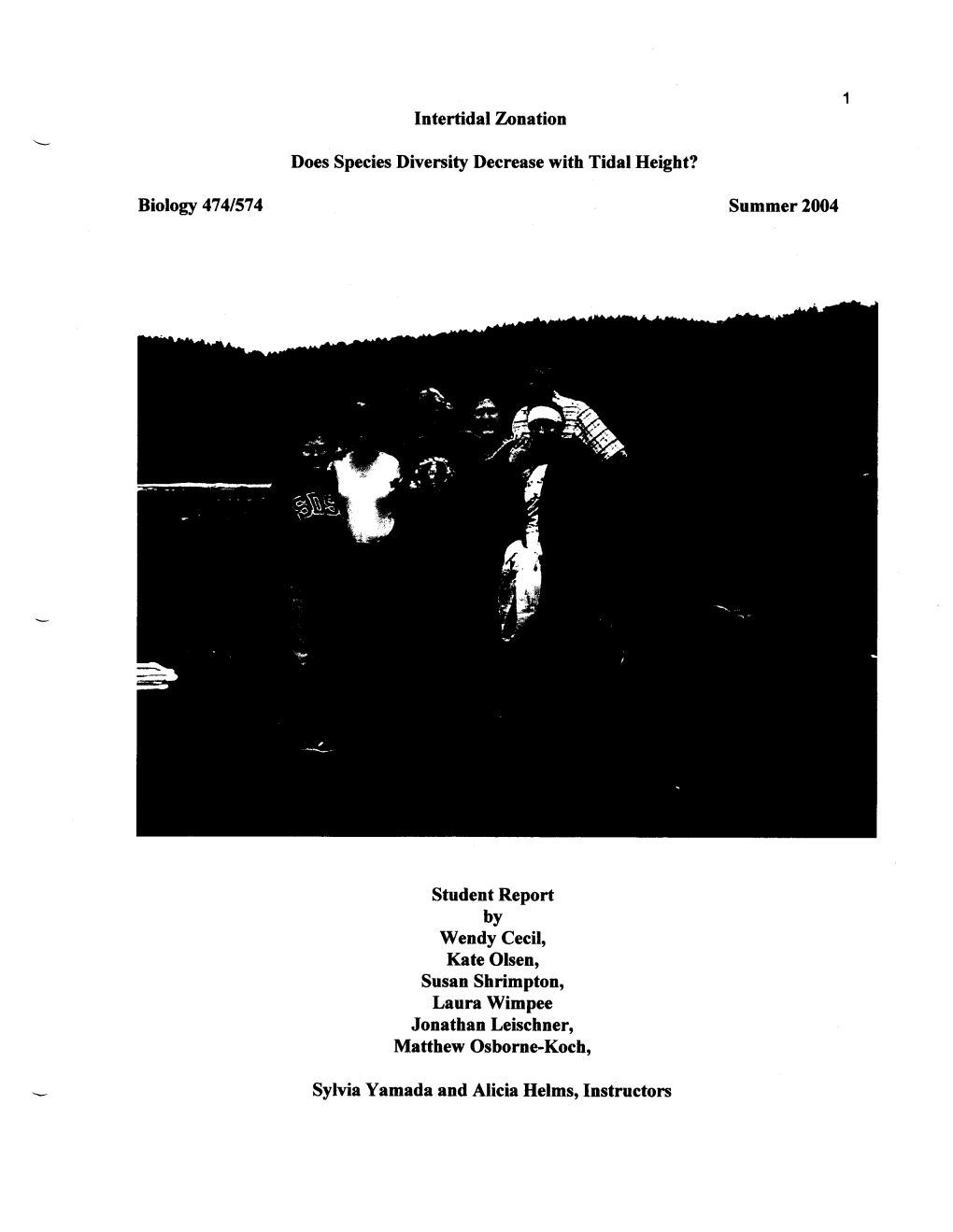 Intertidal Zonation Does Species Diversity Decrease with Tidal Height?