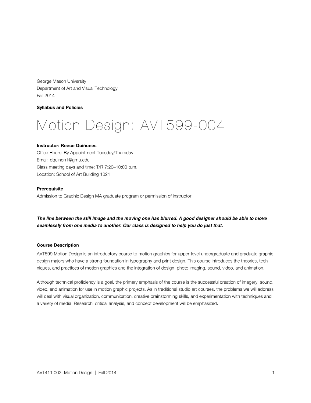 AVT599-Motion Design-Syllabus-Quinones