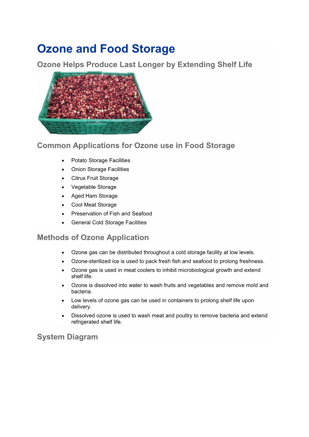 Ozone and Food Storage