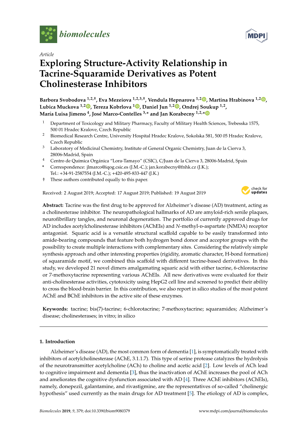 Exploring Structure-Activity Relationship in Tacrine-Squaramide Derivatives As Potent Cholinesterase Inhibitors