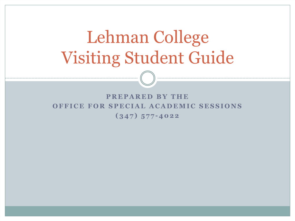 Visiting Student Resource Guide