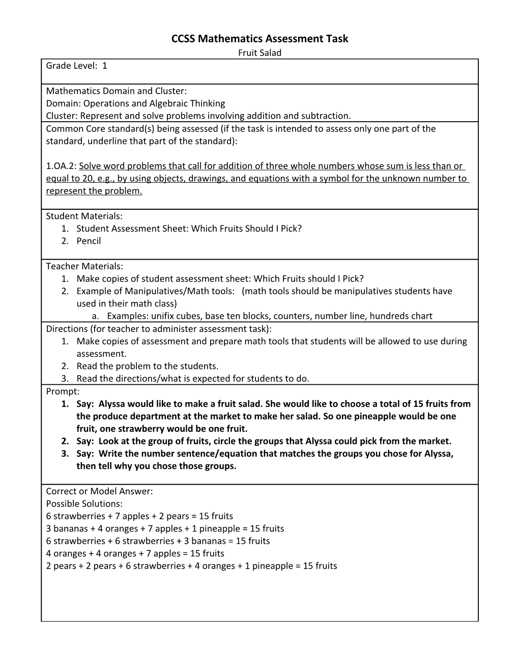 CCSS Mathematics Assessment Task s4