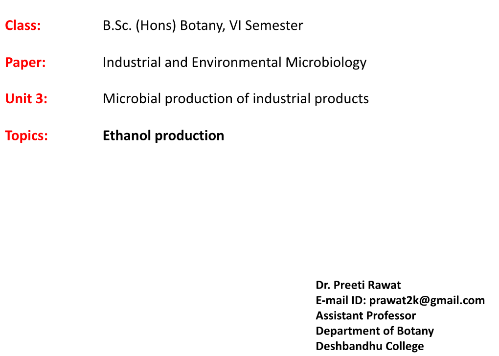 Ethanol Production