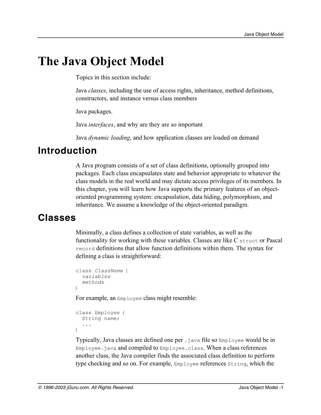 The Java Object Model