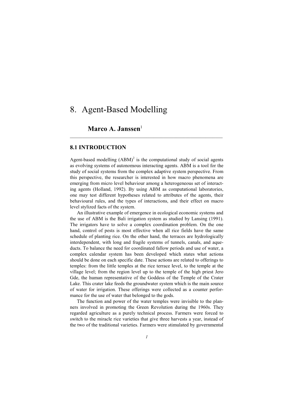 8. Agent-Based Modelling