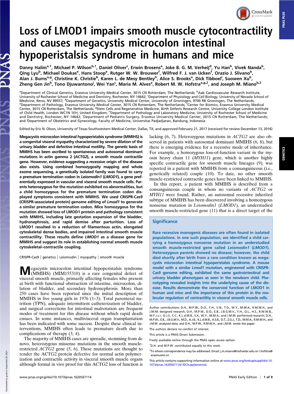 Loss of LMOD1 Impairs Smooth Muscle Cytocontractility And