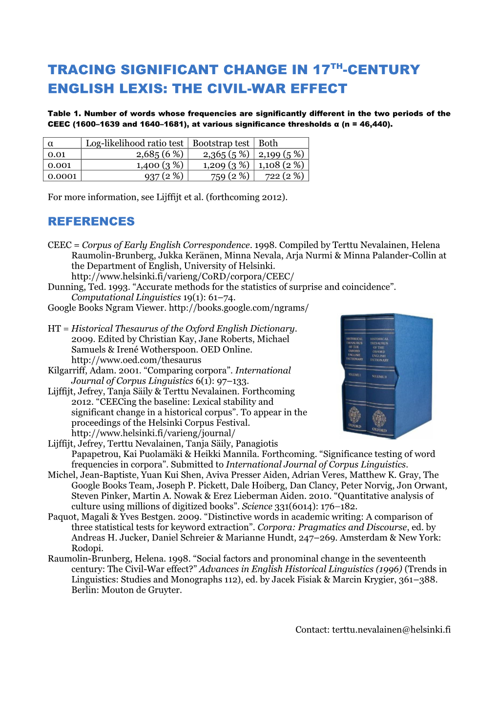 Tracing Significant Change in 17Th-Century English Lexis: the Civil-War Effect